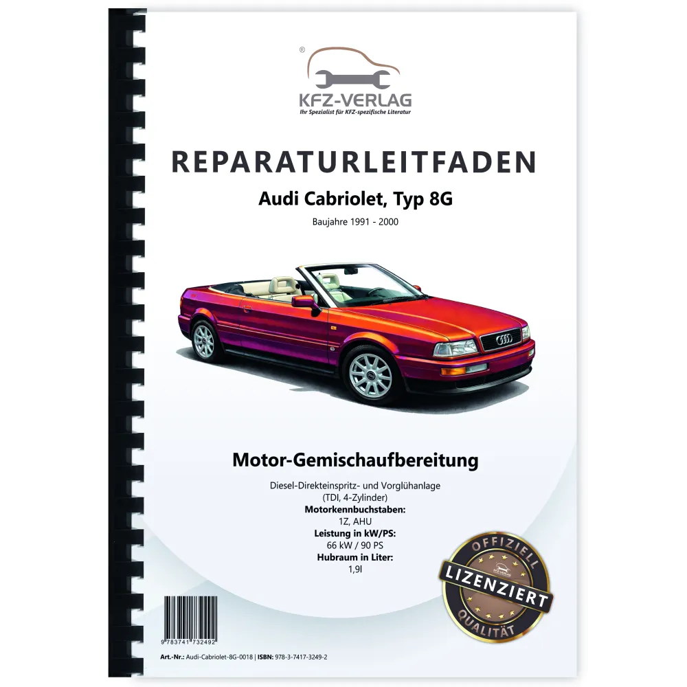 Audi Cabriolet 1991-2000 Diesel Einspritz Vorglühanlage 90 PS Reparaturanleitung