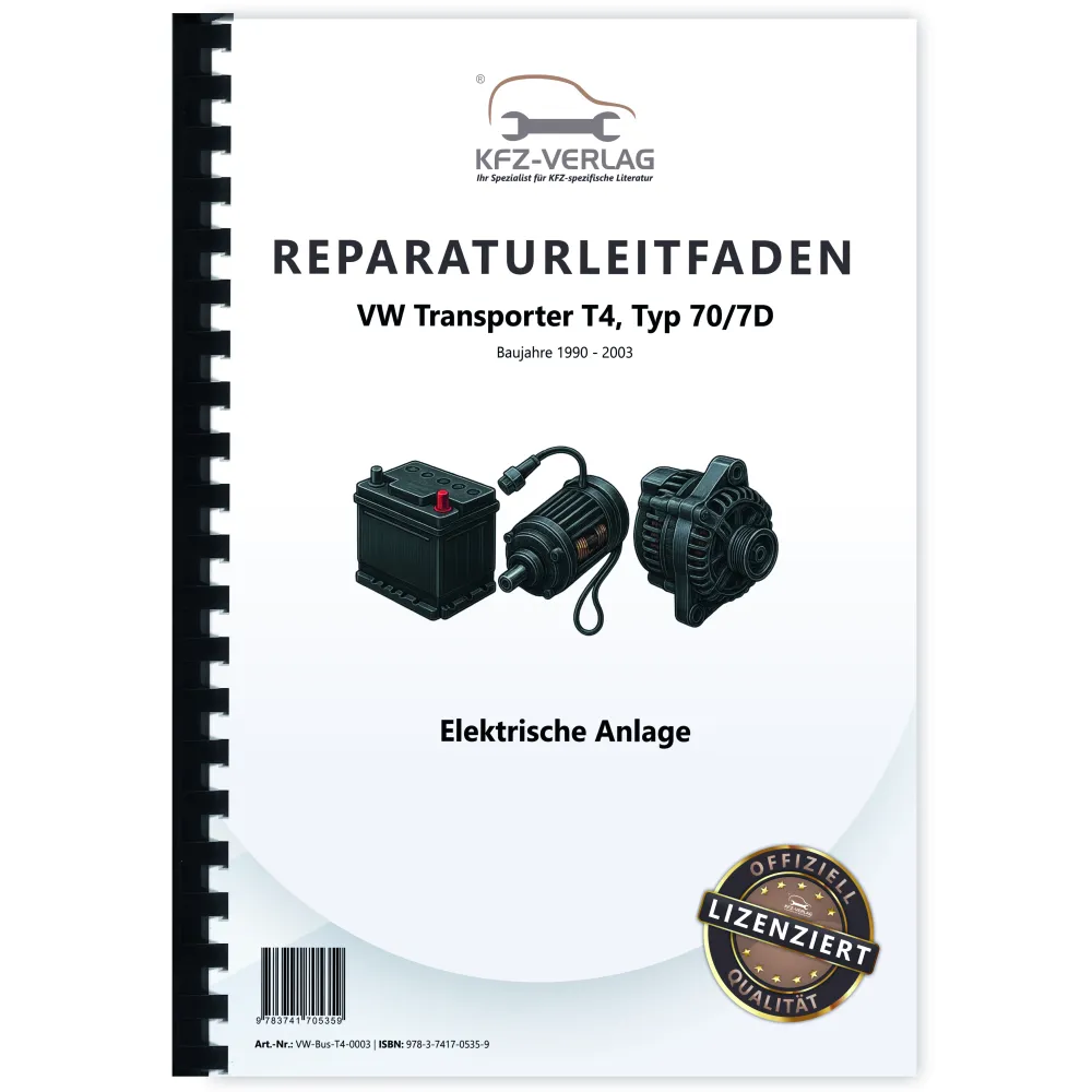VW Transporter T4 (90-03) Elektrische Anlage Elektrik Systeme Reparaturanleitung