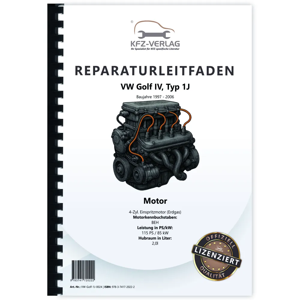 VW Golf 4 1J 1997-2006 4-Zyl. 2,0l Benzinmotor Erdgas 115 PS Reparaturanleitung