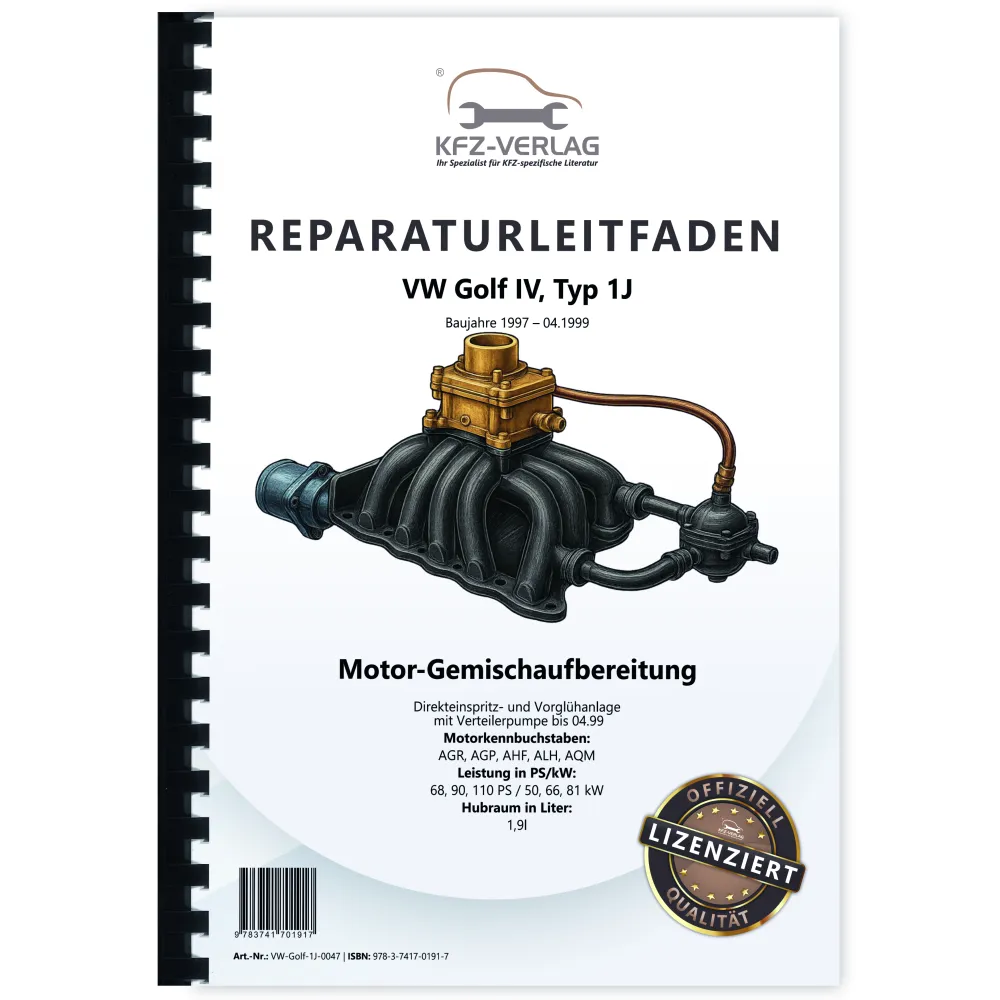 VW Golf 4 Typ 1J 1997-04.1999 Direkteinspritz- Vorglühanlage Reparaturanleitung