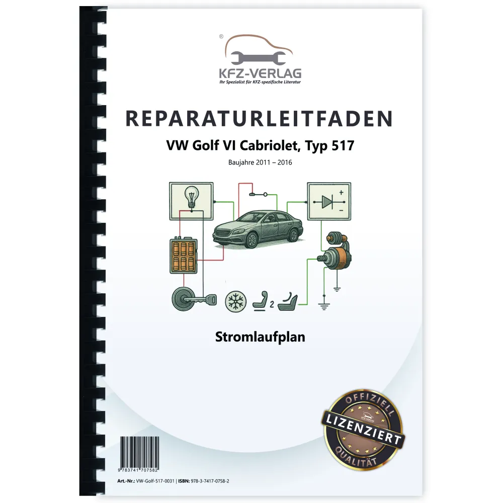VW Golf 6 Cabriolet (11-16) Schaltplan Stromlaufplan Verkabelung Elektrik Pläne