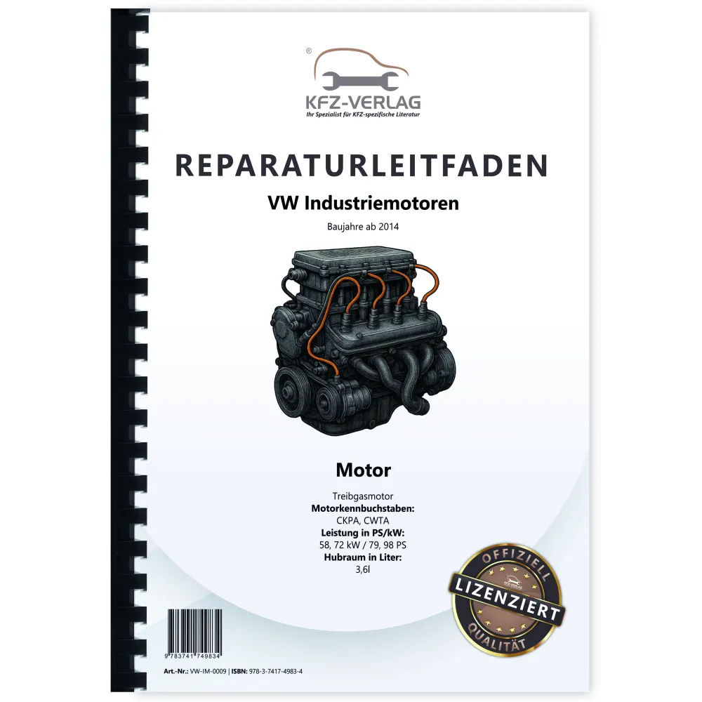 VW Industriemotoren Typ IM (14>) 3,6l Treibgasmotor 79-98 PS Reparaturanleitung