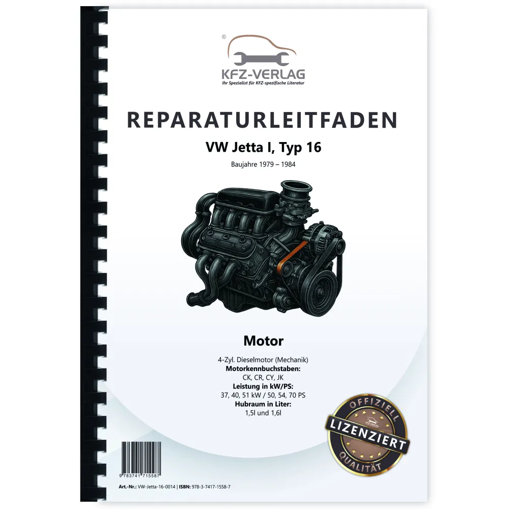 VW Jetta 1 16 (79-84) 1,5l 1,6l Dieselmotor Mechanik 50-70 PS Reparaturanleitung