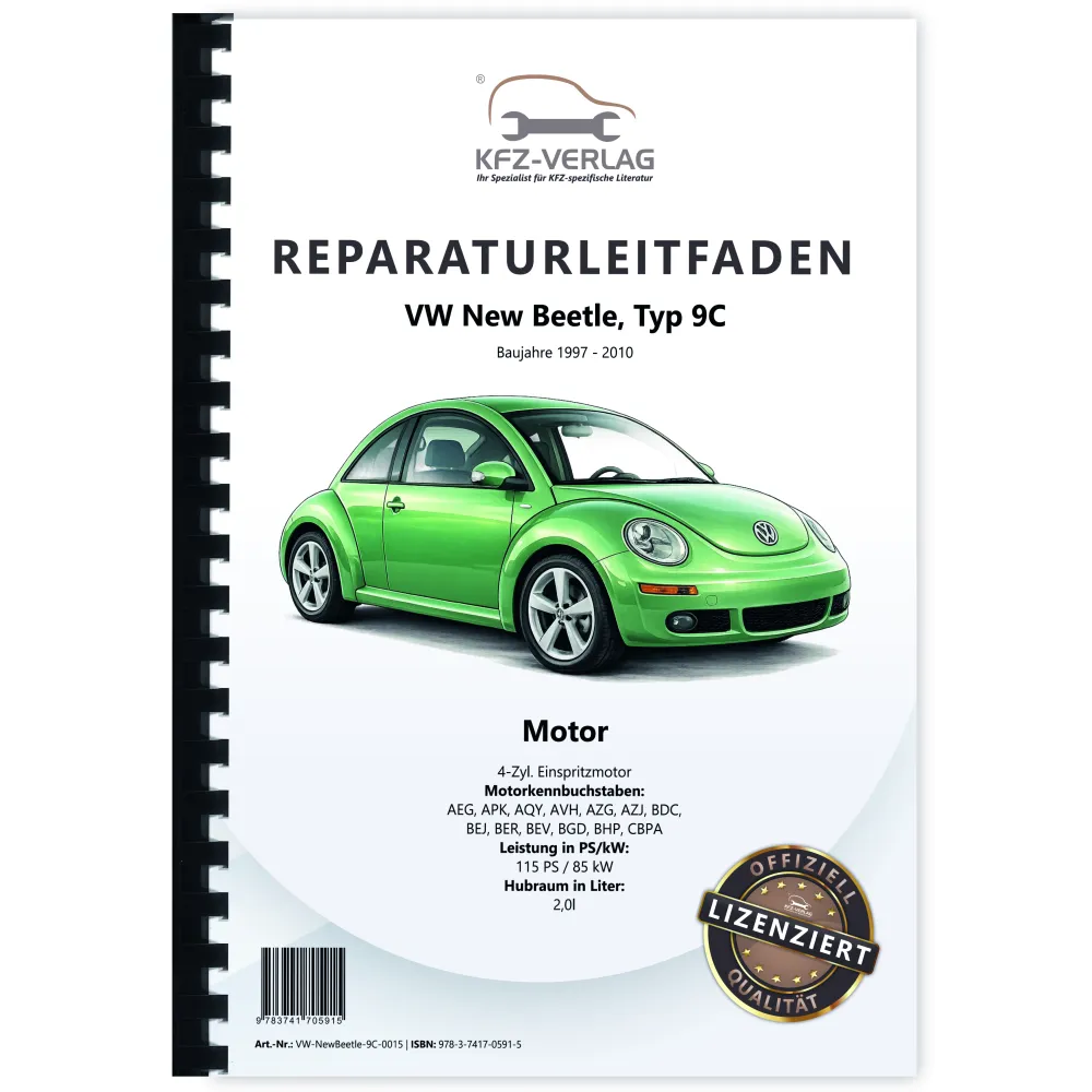 VW New Beetle Typ 9C 1997-2010 4-Zyl. 2,0l Benzinmotor 115 PS Reparaturanleitung
