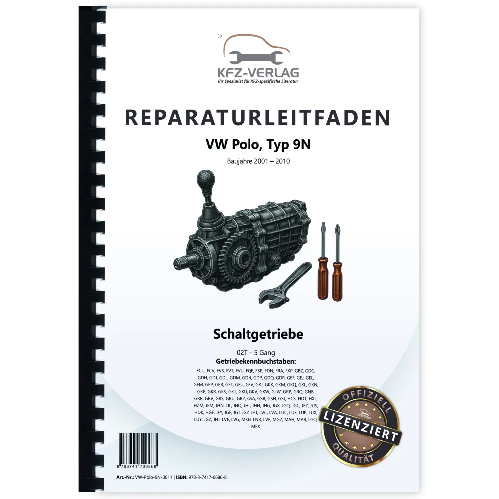 VW Polo 4 9N 2001-2010 5 Gang Schaltgetriebe 02T Kupplung Reparaturanleitung