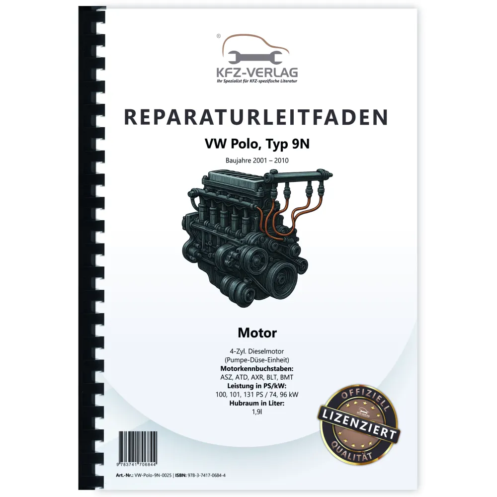 VW Polo 4 Typ 9N 2001-2010 4-Zyl. 1,9l Dieselmotor 100-131 PS Reparaturanleitung
