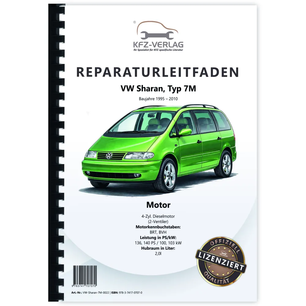 VW Sharan 7M (95-10) 4-Zyl. 2,0l Dieselmotor TDI 136-140 PS Reparaturanleitung