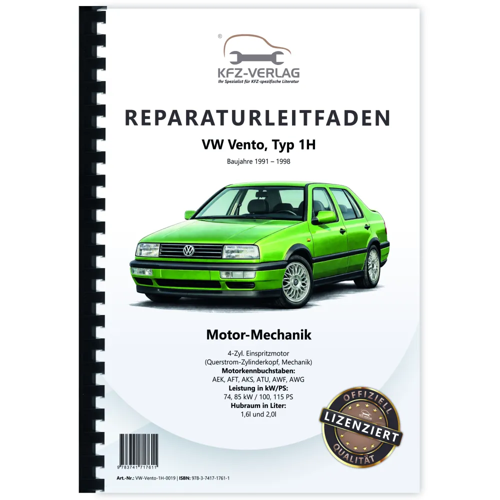 VW Vento Typ 1H 1991-1998 Benzinmotor 100-115 PS Mechanik Reparaturanleitung