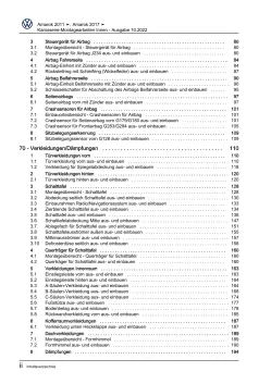 VW Amarok Typ 2H 2010-2016 Karosserie Montagearbeiten Innen Reparaturanleitung