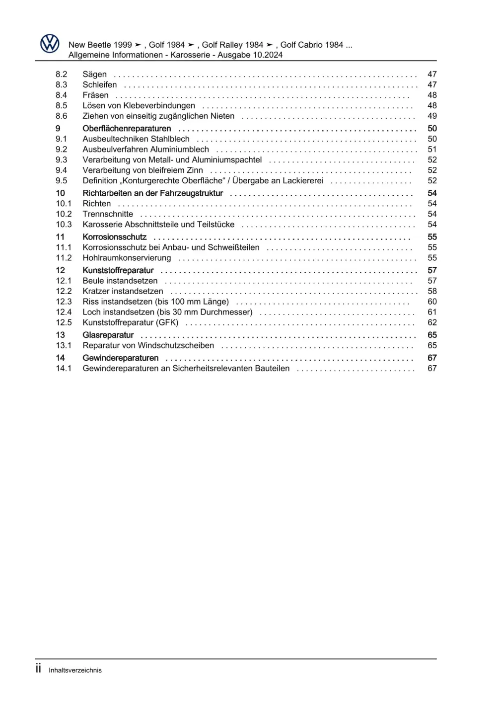 VW Amarok 2H 2010-2016 Allgemeine Informationen Karosserie Reparaturanleitung