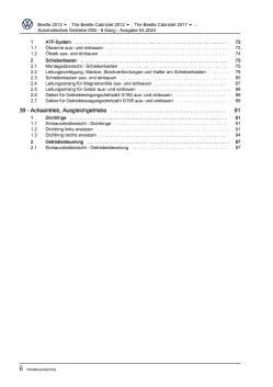 VW Beetle Typ 5C 2011-2016 6 Gang Automatikgetriebe 09G Reparaturanleitung