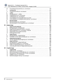VW Beetle Typ 5C 2011-2016 4-Zyl. 2,0l Dieselmotor 140 PS Reparaturanleitung