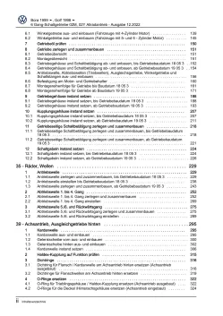 VW Bora 1J 1998-2005 6 Gang Schaltgetriebe 02M 02Y Kupplung Reparaturanleitung