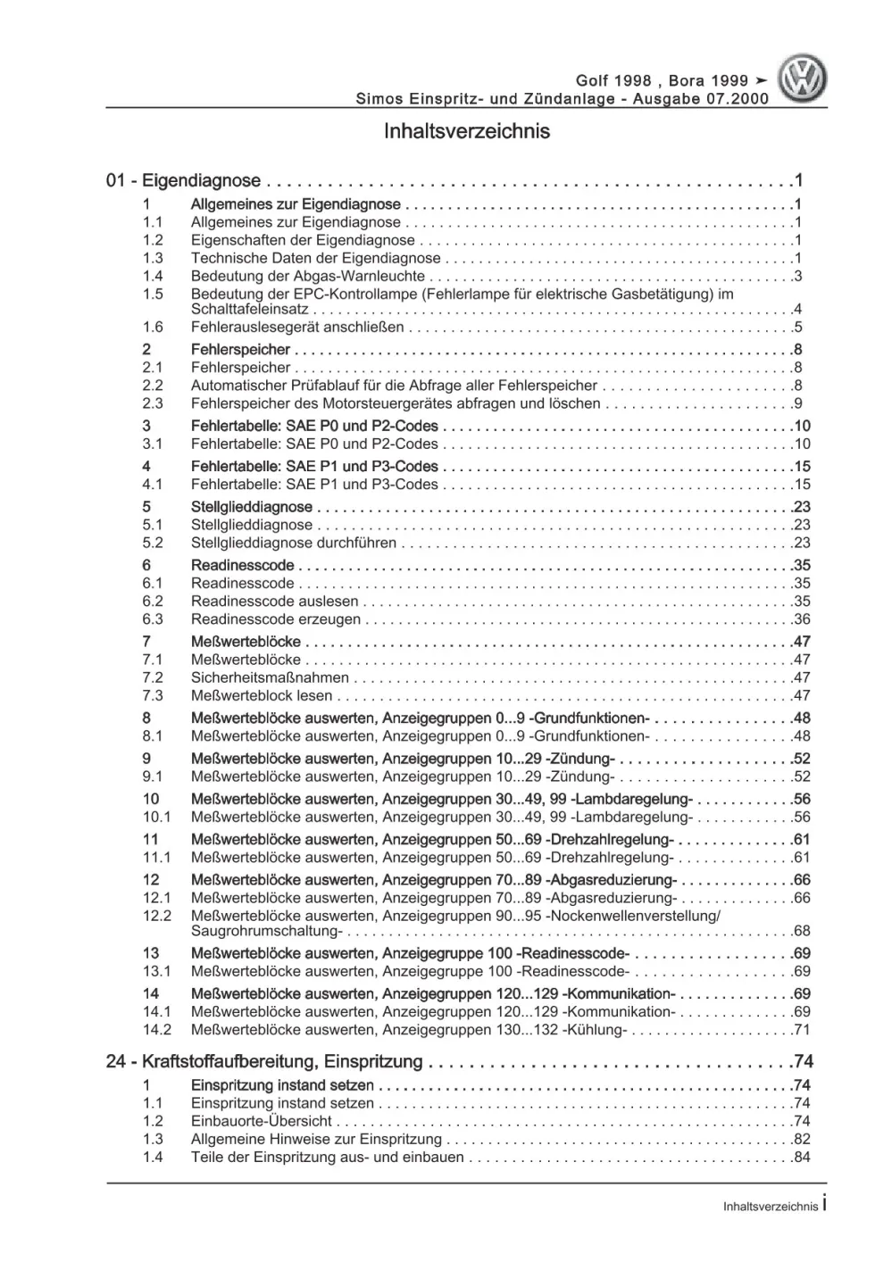 VW Bora 1J 1998-2005 Simos Einspritz- Zündanlage 100-102 PS Reparaturanleitung