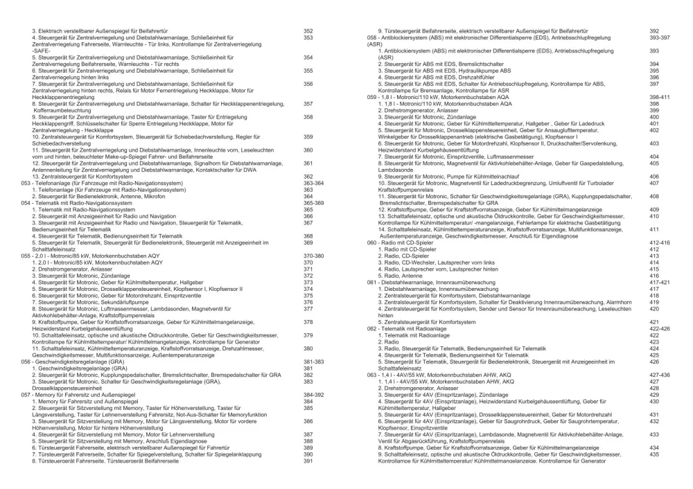 VW Bora Typ 1J 1998-1999 Schaltplan Stromlaufplan Verkabelung Elektrik Pläne