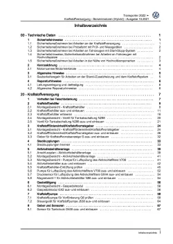 VW Transporter T7 ab 21 Kraftstoffversorgung Benziner Hybrid Reparaturanleitung