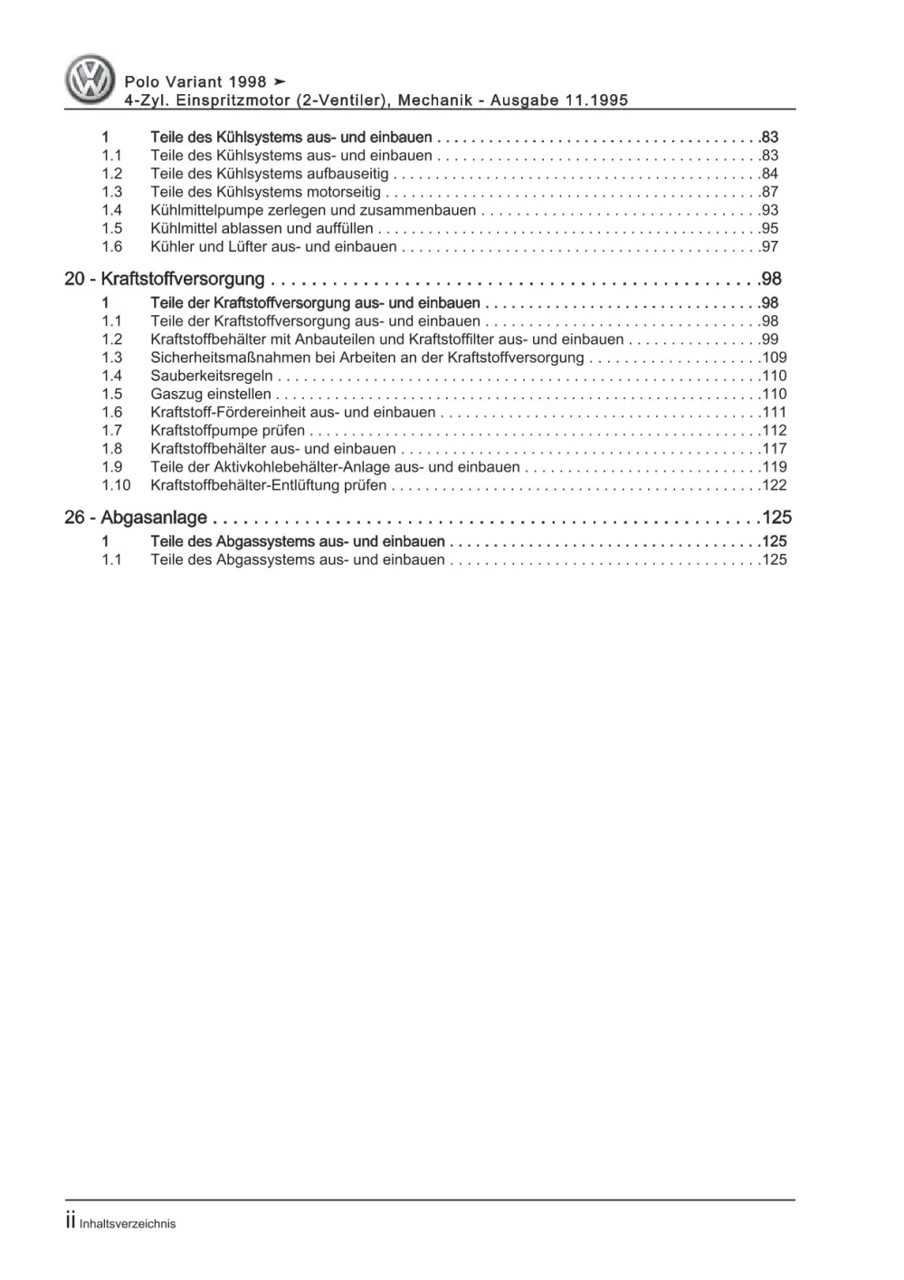 VW Caddy 9K 1995-2003 4-Zyl. Benzinmotor Mechanik 75-100 PS Reparaturanleitung