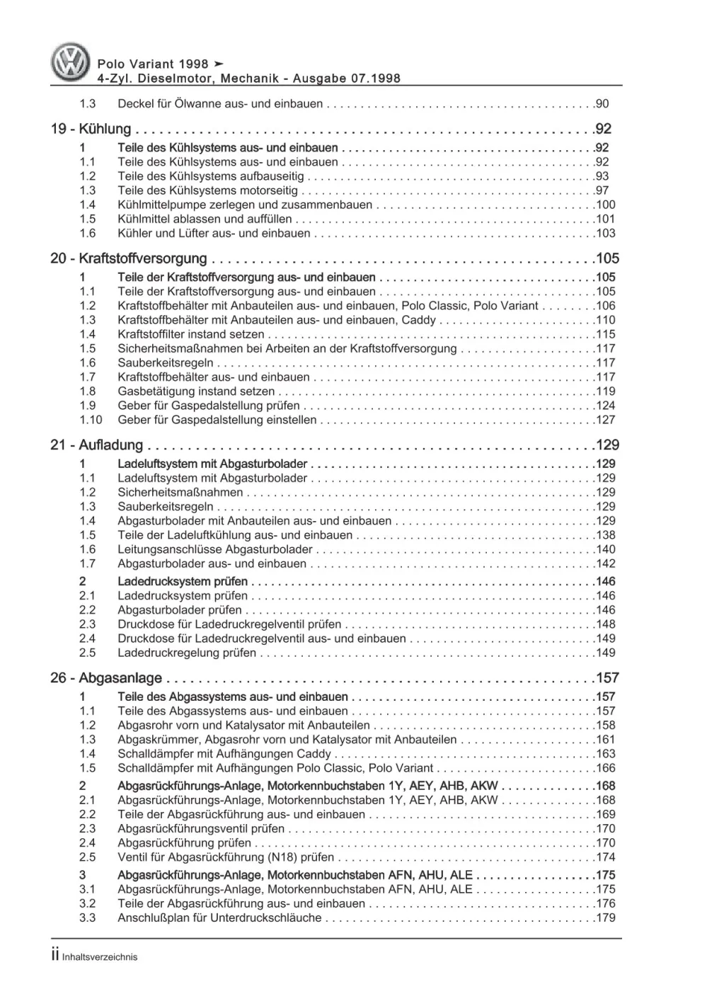 VW Caddy 9K 1995-2003 4-Zyl. Dieselmotor Mechanik 57-100 PS Reparaturanleitung