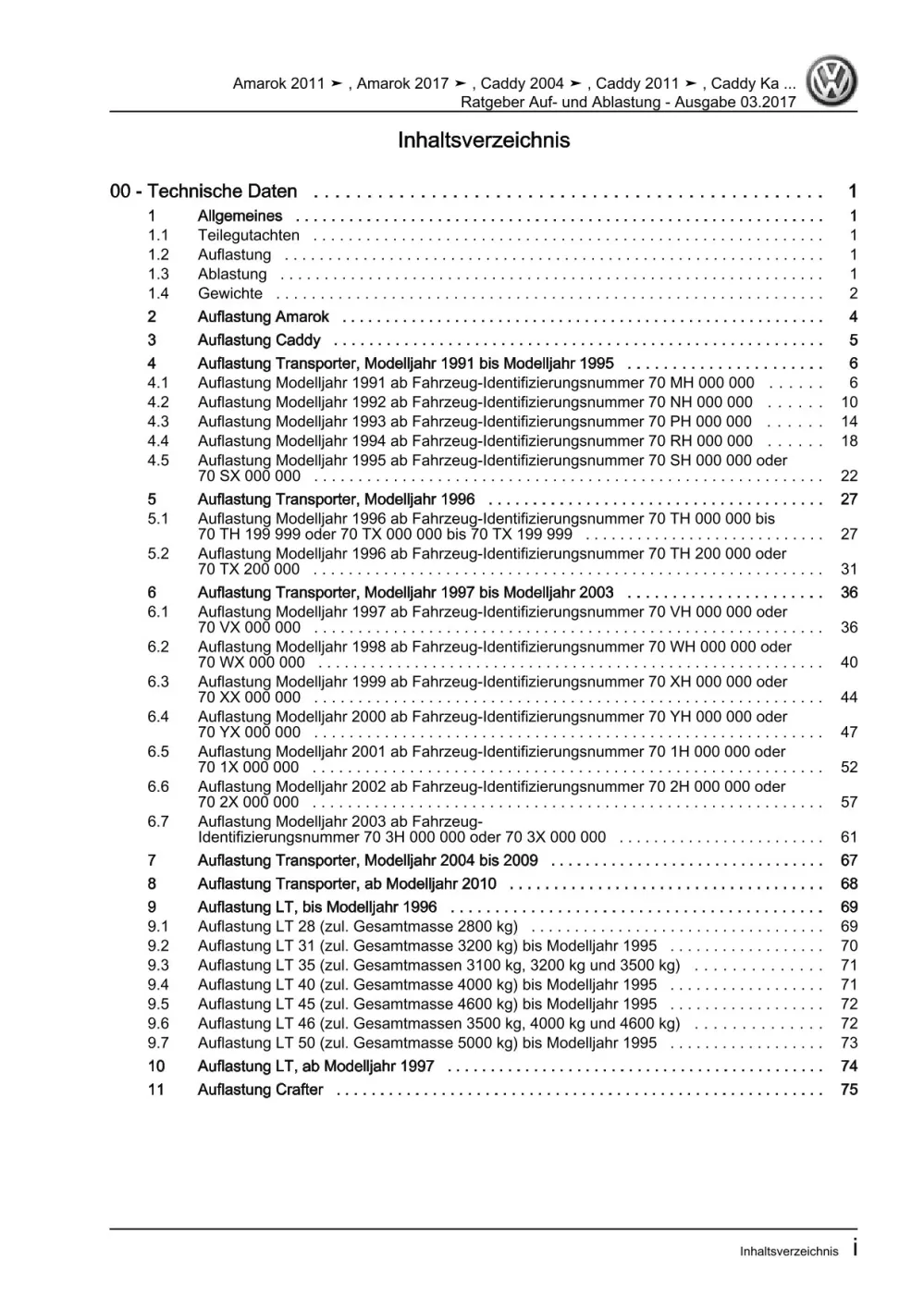 VW Caddy Pickup 9U 1996-2000 Ratgeber Auflastung Ablastung Reparaturanleitung