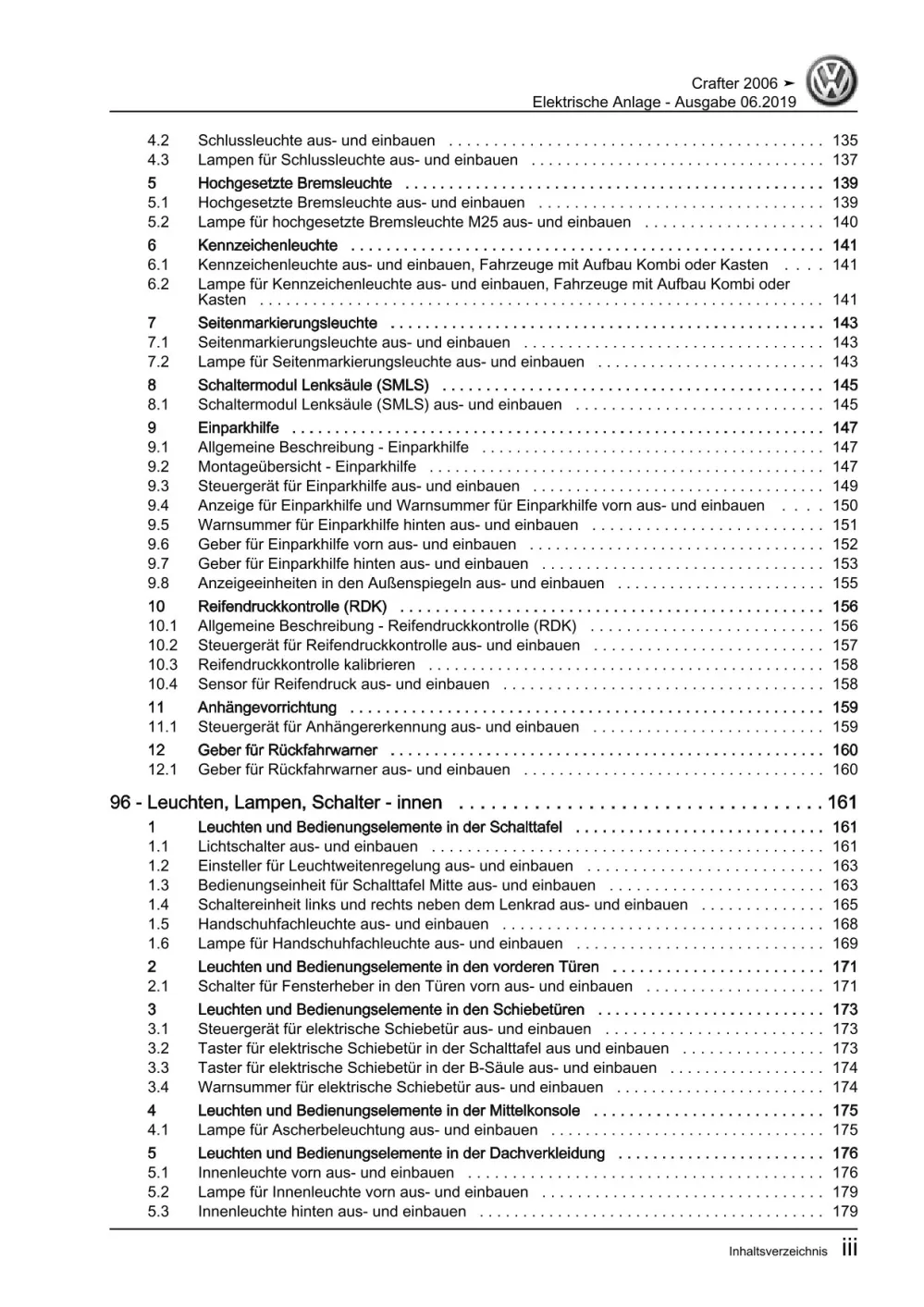 VW Crafter 2E 2006-2016 Elektrische Anlage Elektrik Systeme Reparaturanleitung