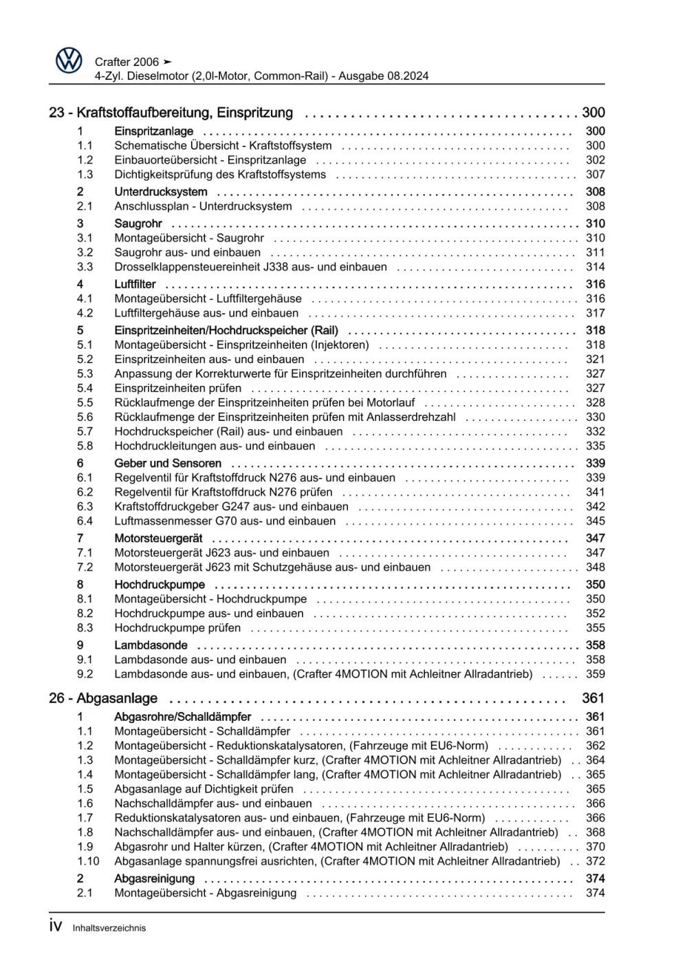 VW Crafter 2E 2006-2016 4-Zyl. Dieselmotor 2,0l 109-163 PS Reparaturanleitung