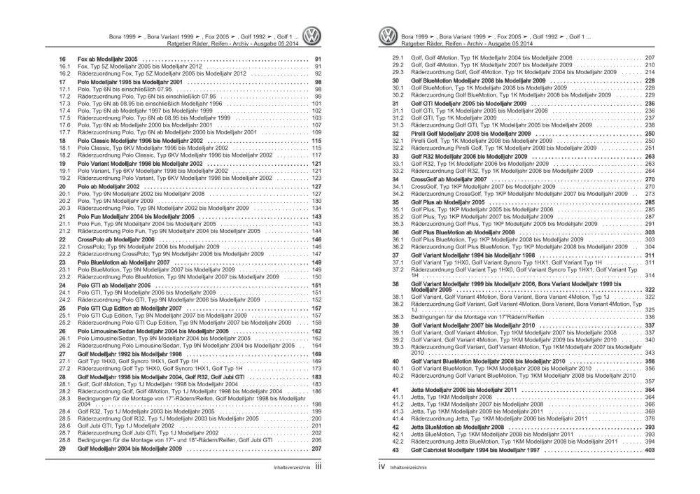 VW Fox Typ 5Z 2005-2011 Ratgeber Räder Reifen Archiv Reparaturanleitung
