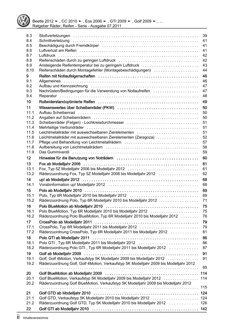 VW Fox Typ 5Z 2005-2011 Ratgeber Räder Reifen Serie Reparaturanleitung