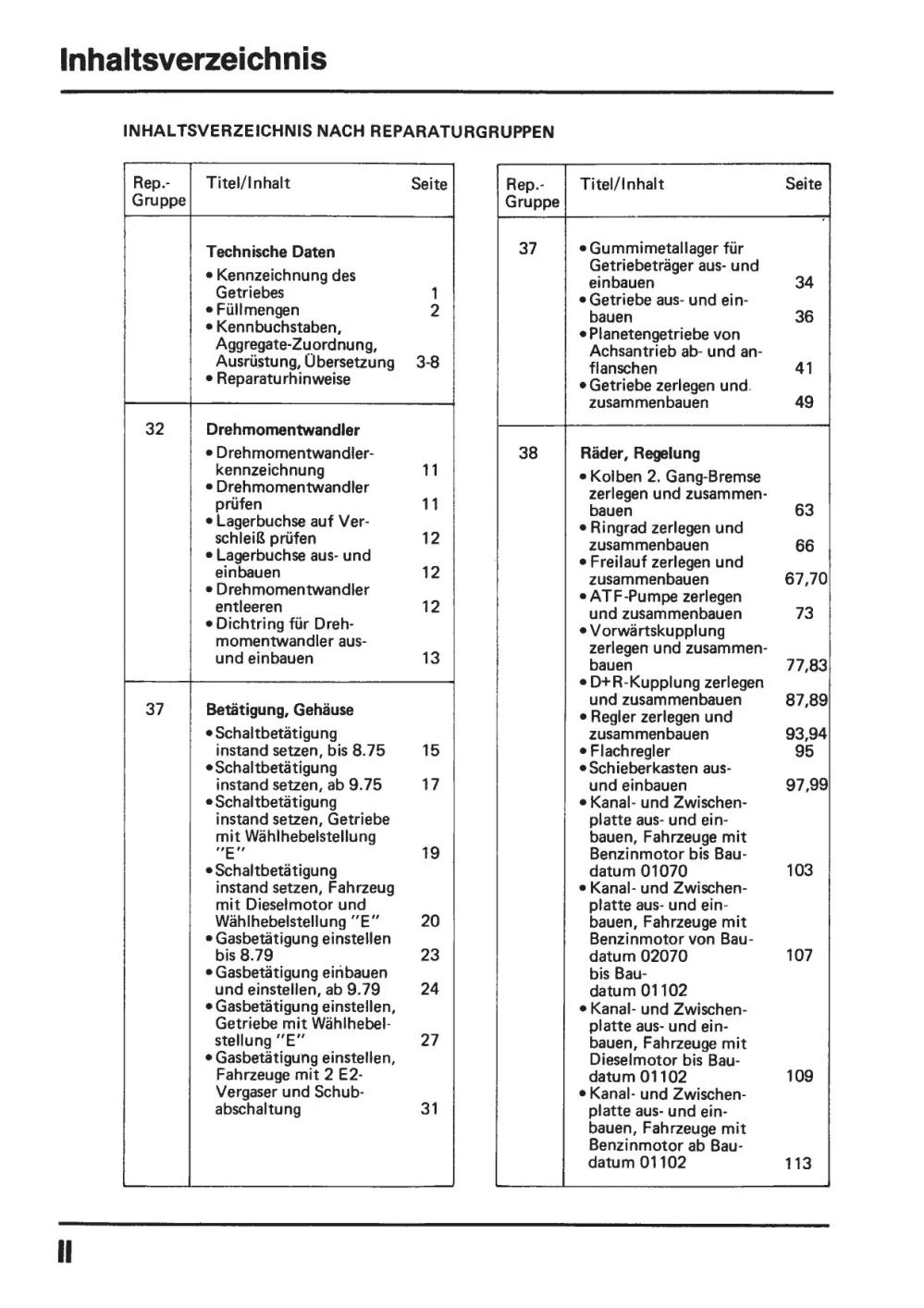 VW Golf 1 Typ 17 1974-1983 3 Gang Automatikgetriebe 010 Reparaturanleitung