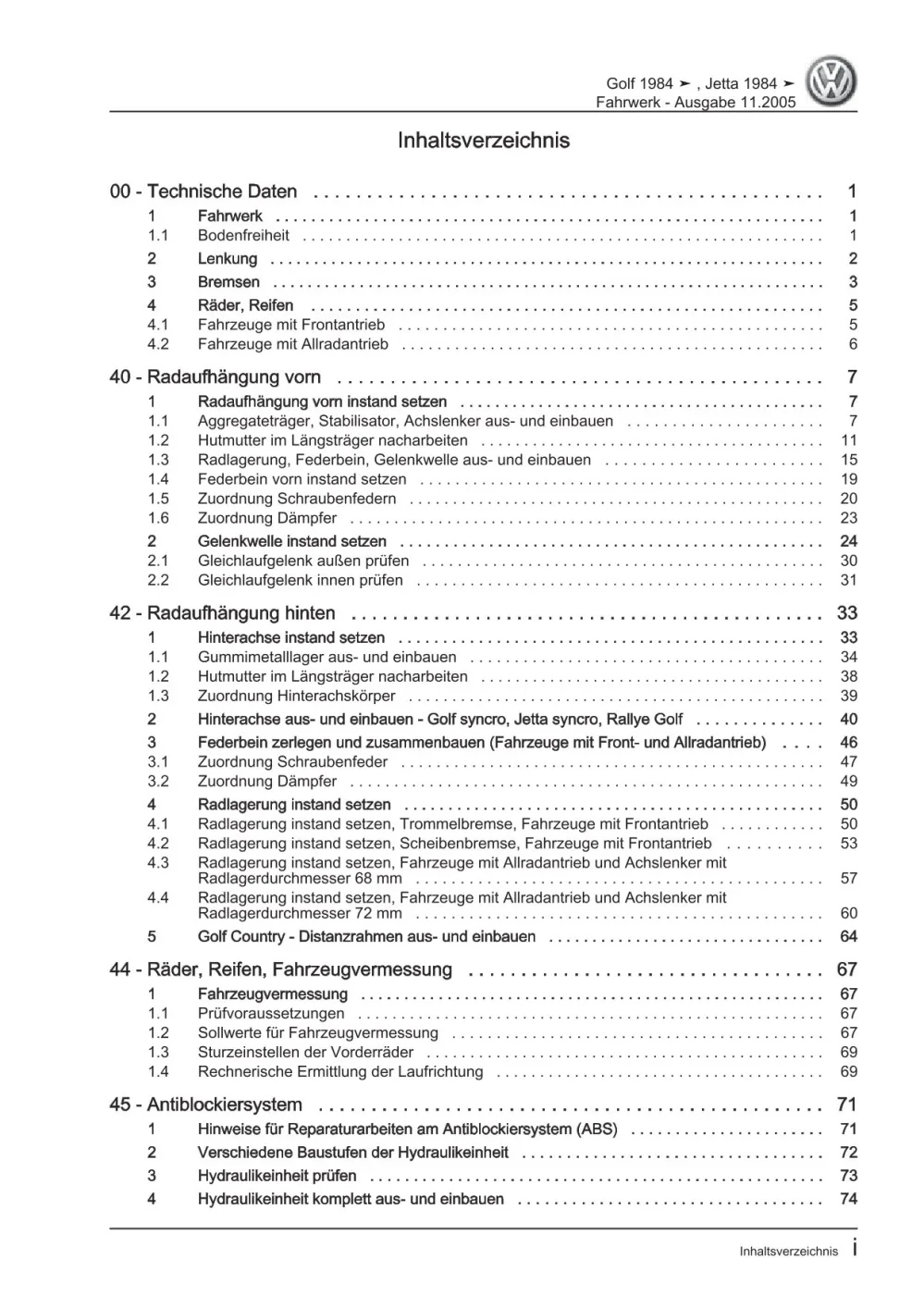 VW Golf 2 Typ 19 1983-1992 Fahrwerk Achsen Lenkung Bremsen Reparaturanleitung