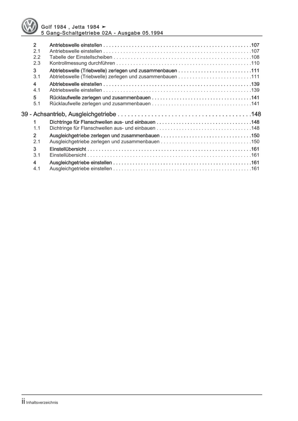VW Golf 2 Typ 19 1983-1992 5 Gang Schaltgetriebe 02A Kupplung Reparaturanleitung