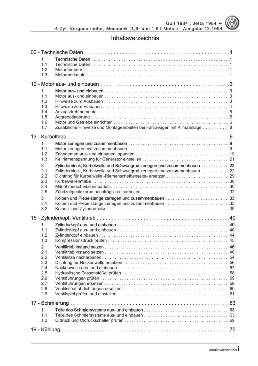 VW Golf 2 Typ 19 1983-1992 Benzinmotor Mechanik 70-90 PS Reparaturanleitung