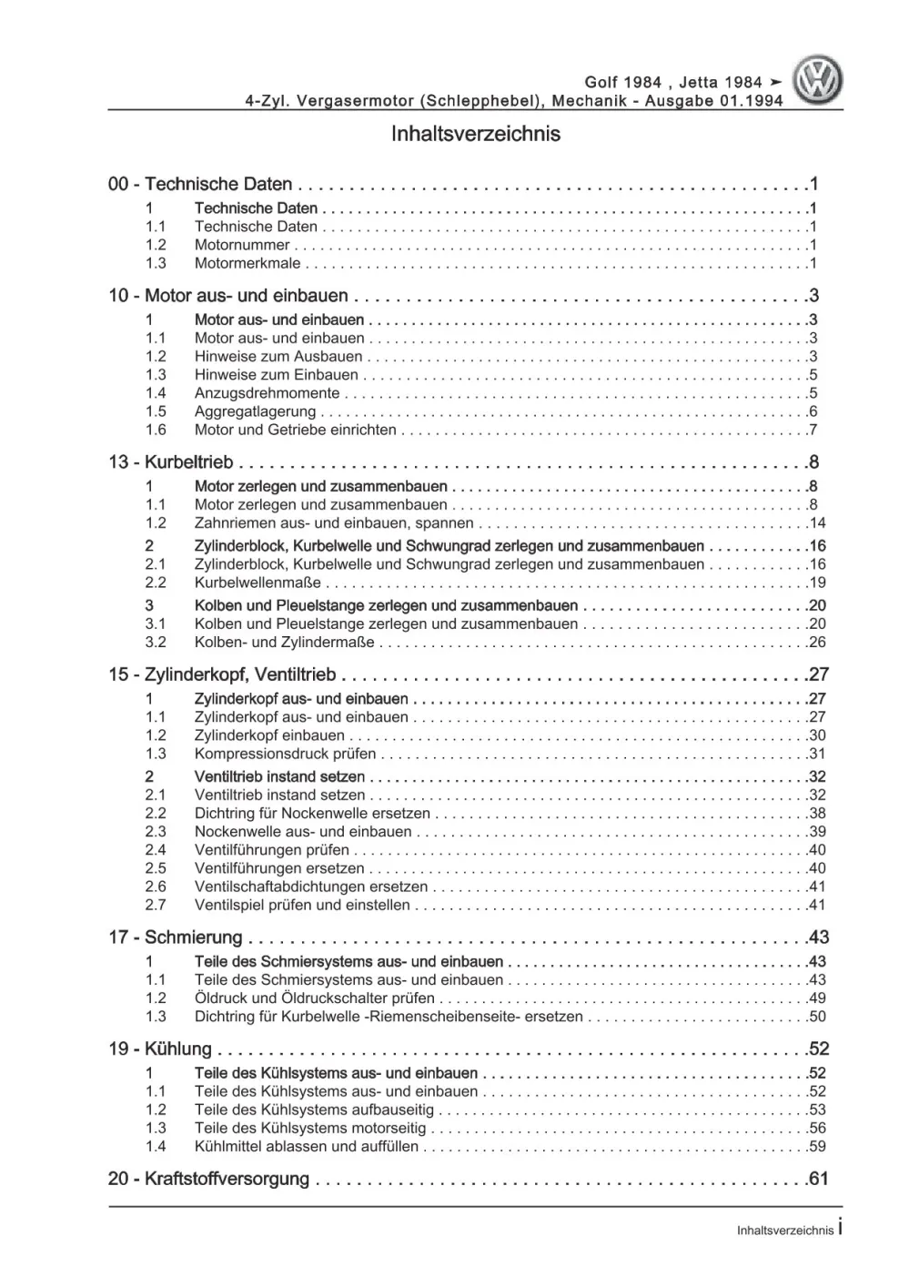 VW Golf 2 Typ 19 1983-1992 Benzinmotor Mechanik 45-58 PS Reparaturanleitung