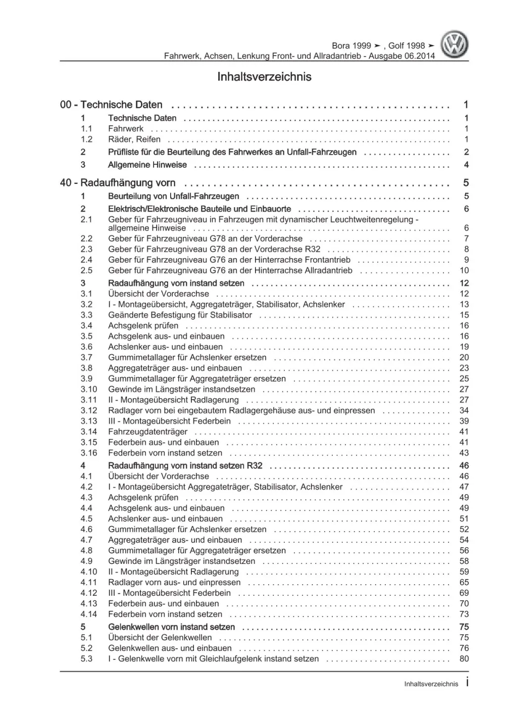 VW Golf 4 Typ 1J 1997-2003 Fahrwerk Achsen Lenkung Reparaturanleitung