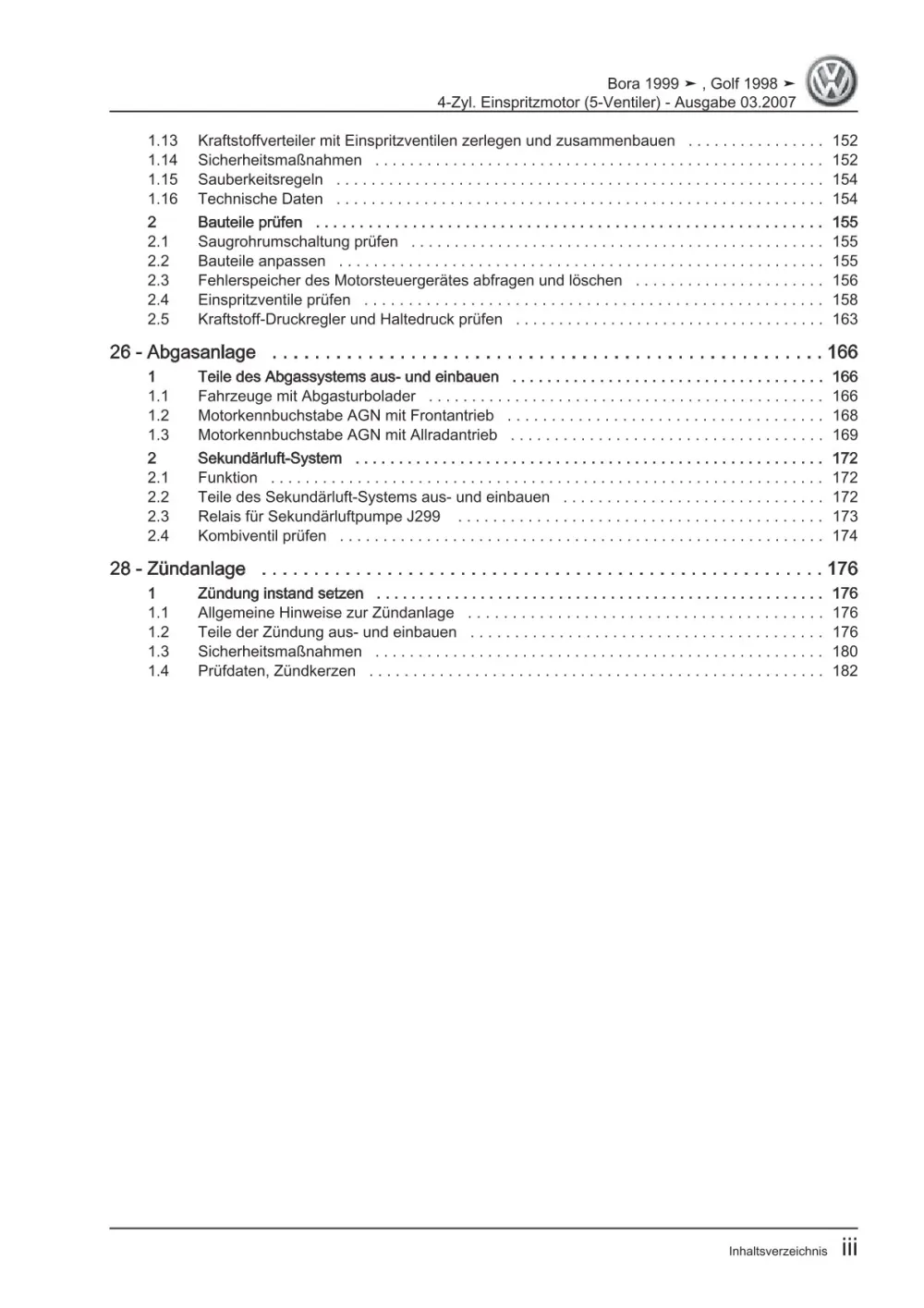 VW Golf 4 Typ 1J 1997-2003 4-Zyl. Benzinmotor 1,8l 125-180 PS Reparaturanleitung