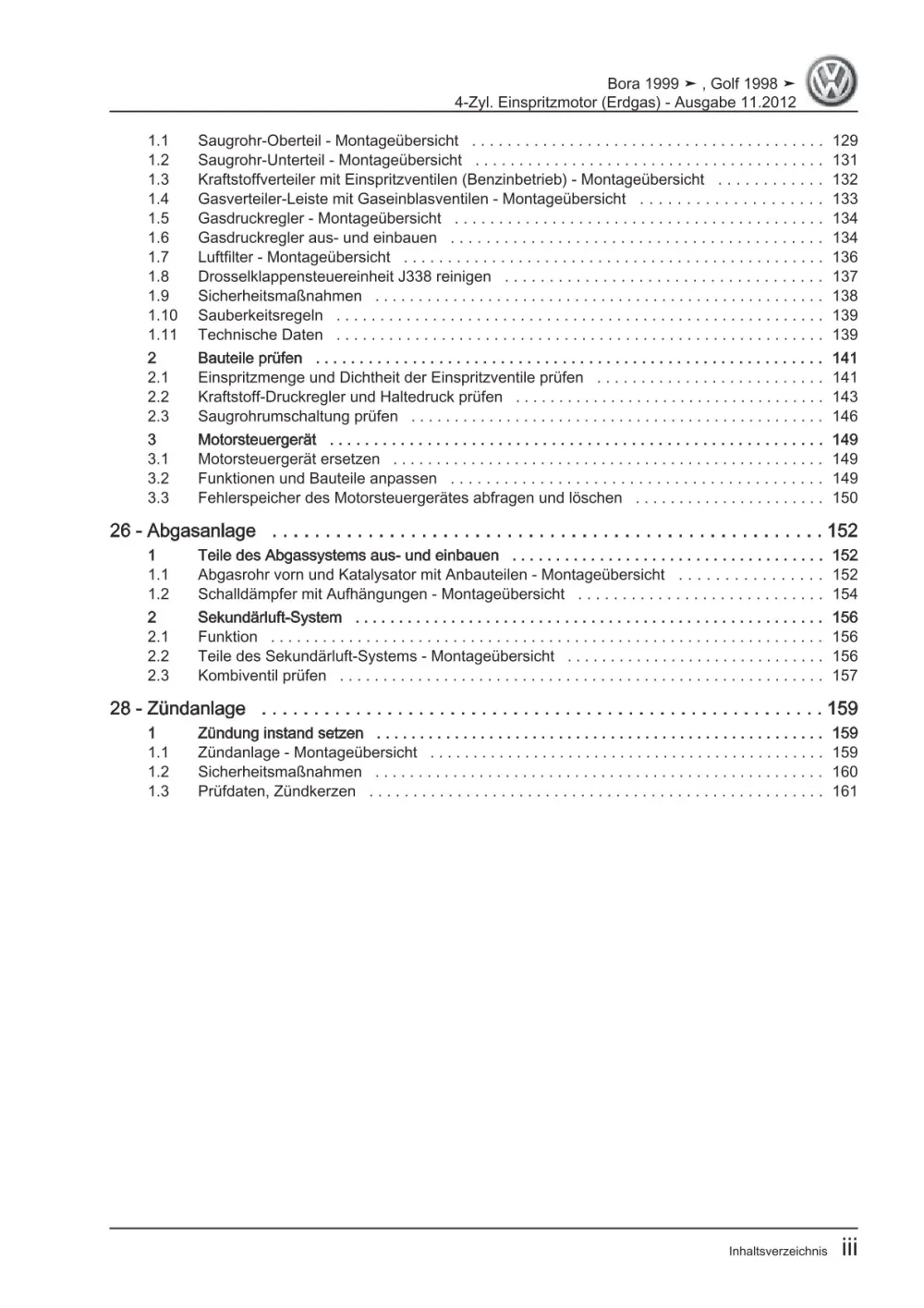 VW Golf 4 1J 1997-2003 4-Zyl. Erdgas Benzinmotor 2,0l 115 PS Reparaturanleitung