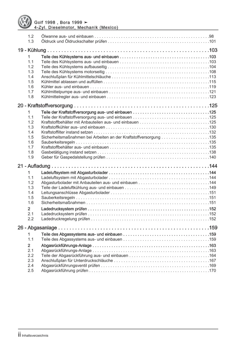 VW Golf 4 1J 1997-2003 4-Zyl. Dieselmotor Mechanik 1,9l 90 PS Reparaturanleitung