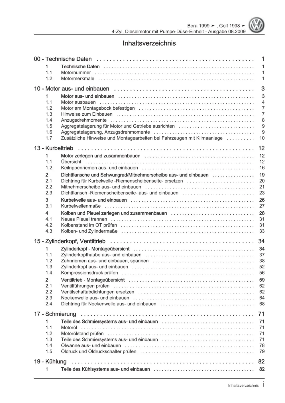 VW Golf 4 Typ 1J 1997-2003 4-Zyl. Dieselmotor 1,9l 100-150 PS Reparaturanleitung