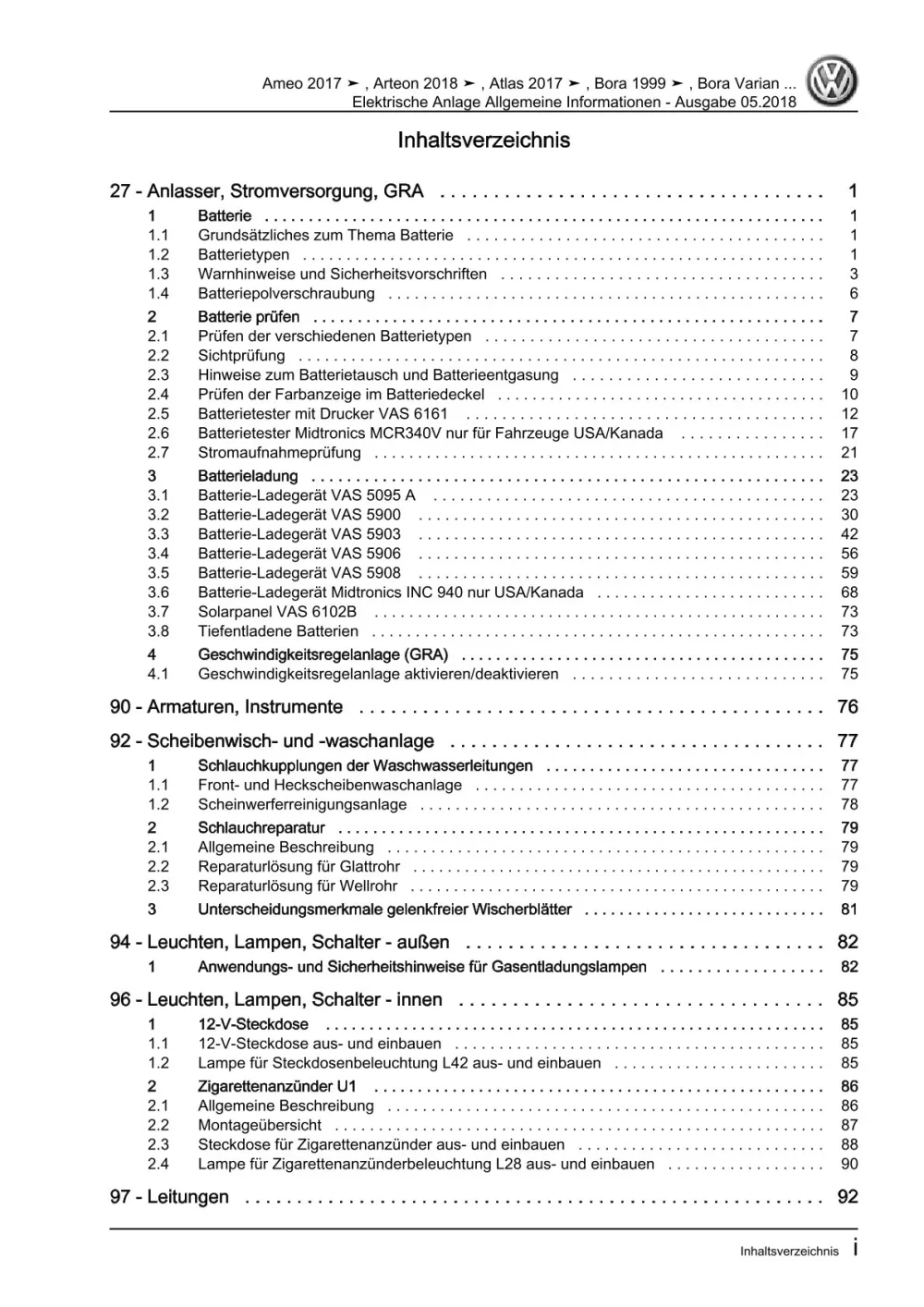 VW Golf 4 1J 1997-2003 Allgemeine Infos Elektrische Anlage Reparaturanleitung