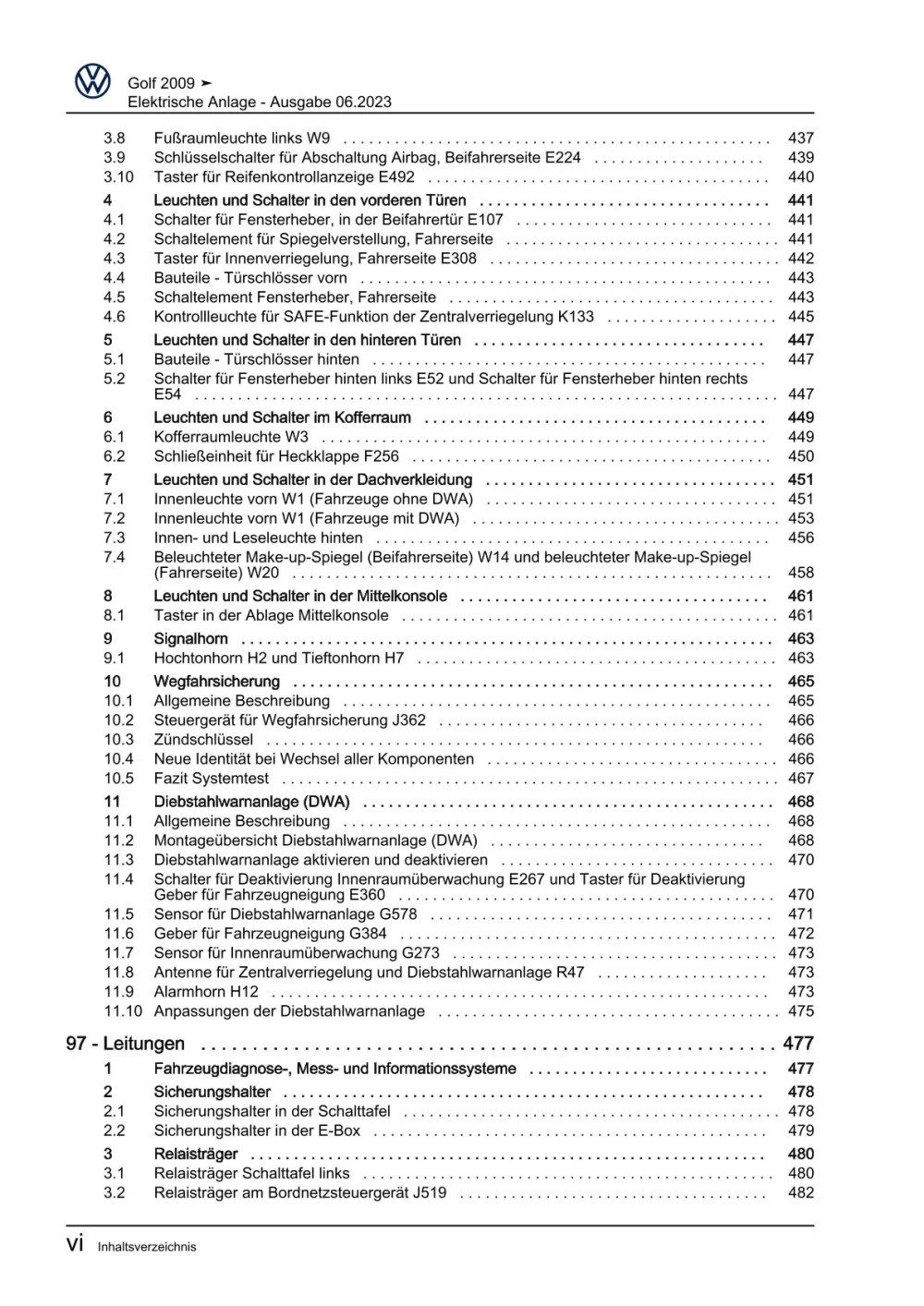VW Golf 6 5K 2008-2012 Elektrische Anlage Elektrik Systeme Reparaturanleitung