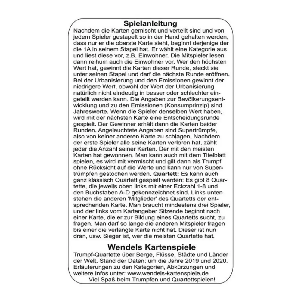 2er Set/Pack Ferne Länder Europas Quartett Kartenspiel Gesellschaftsspiel